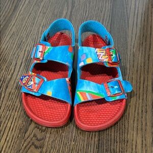 Birkenstock Kids Bright Blue & Red Double Strap Sandals Birkis sandals 3-4